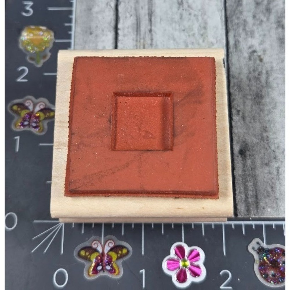 Hot Potatoes Double Sided Frame Box Rubber Stamp Wood #B97